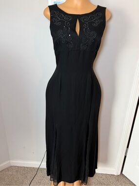 Scott McClintock Rayon Blend Black Embellished Sleeveless Maxi Dress